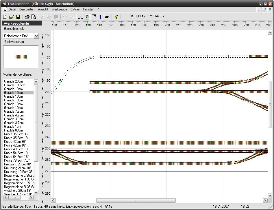 Screenshot vom Programm: Trackplanner